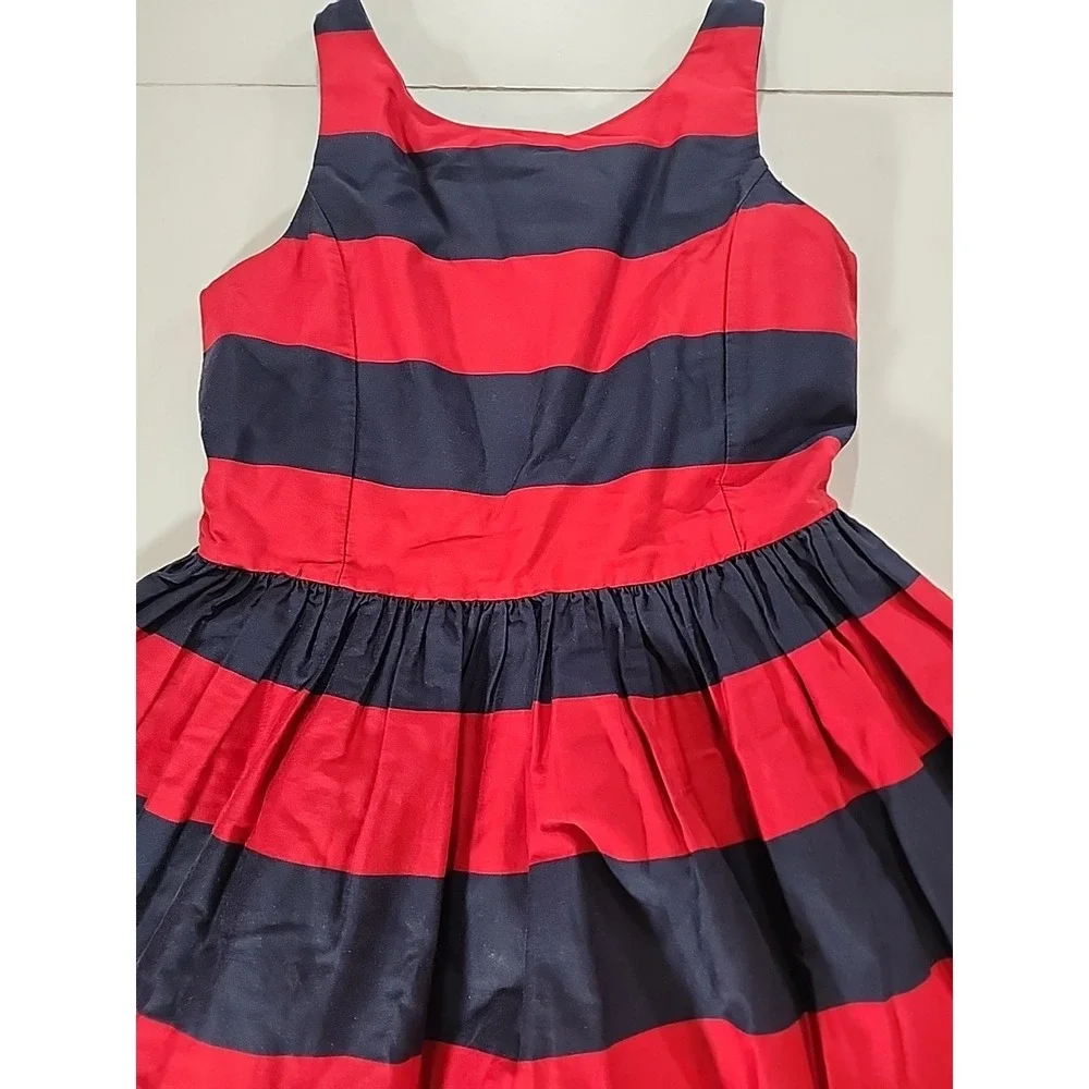 Ralph Lauren‎ Girls 16 Striped Dress Navy Red Sleeveless Preppy Party Holiday